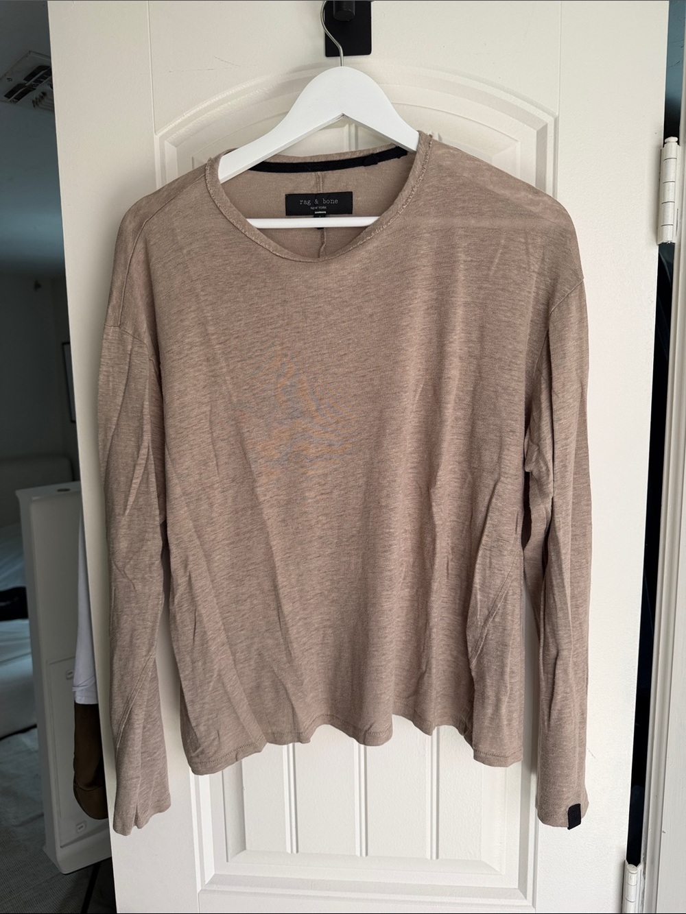 Crop Top Linen Long Sleeve Tee